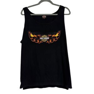Harley Davidson Shirt Mens Large Black Phoenix Oregon Tank Flames Graphic VTG